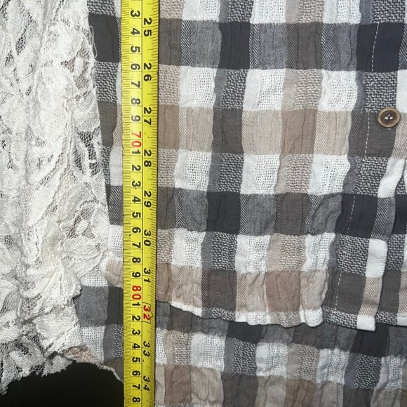 a'reve Lace Plaid Cotton Tunic Sleeveless Button Multicolor‎ Women's Medium - Picture 8 of 9